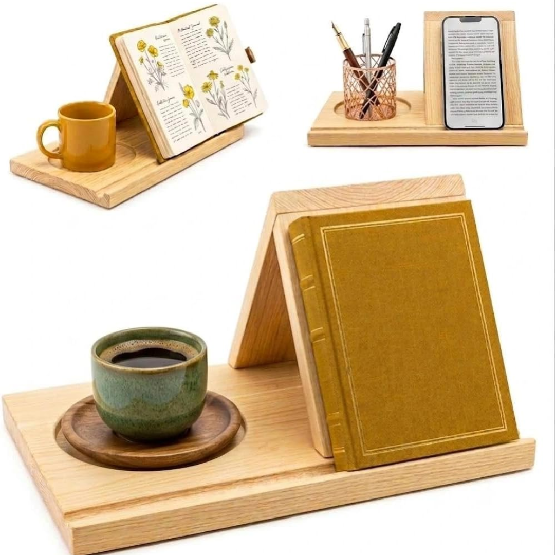 Soporte para libros y taza