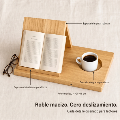 Soporte para libros y taza